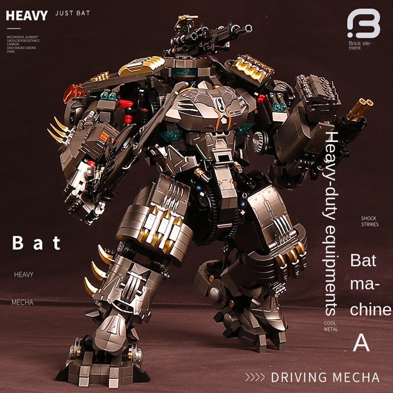 19008 Bat Mech Batman Justice Destroyer Fenille Armor Small Particle Building Blocks Assembly Model - Ninna Plus