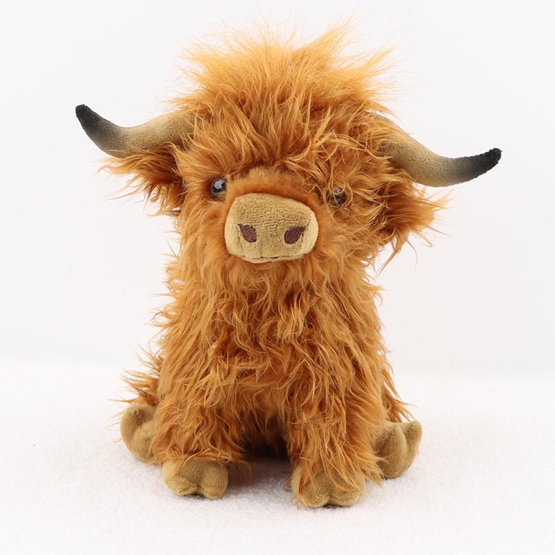 Living Nature Brown Highland Cow with Mooing Sound - Realistic Soft Cuddly Farm Toy, Naturli Eco-Friendly Plush, 9 Inches (3+ Years) - Ninna Plus