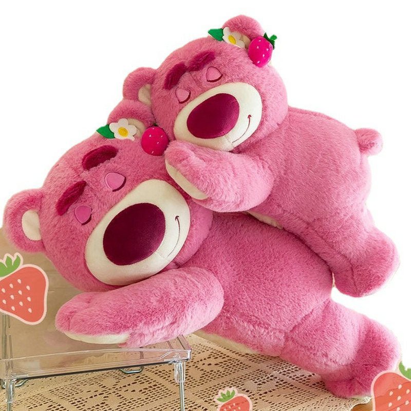 Lying Strawberry Bear Doll Comfort Ragdoll Velvet Bear Doll - Ninna Plus