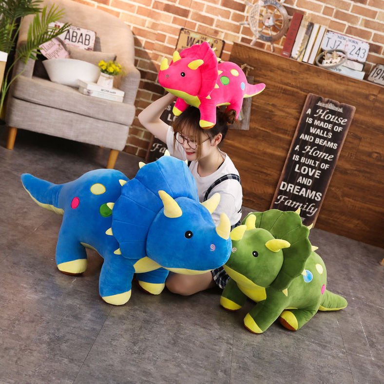 Triceratops Doll Cute Plush Doll Cartoon Dinosaur Pillow Ragdoll Children's Birthday Gifts Boy Girl - Ninna Plus